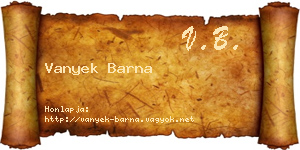 Vanyek Barna névjegykártya