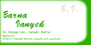 barna vanyek business card